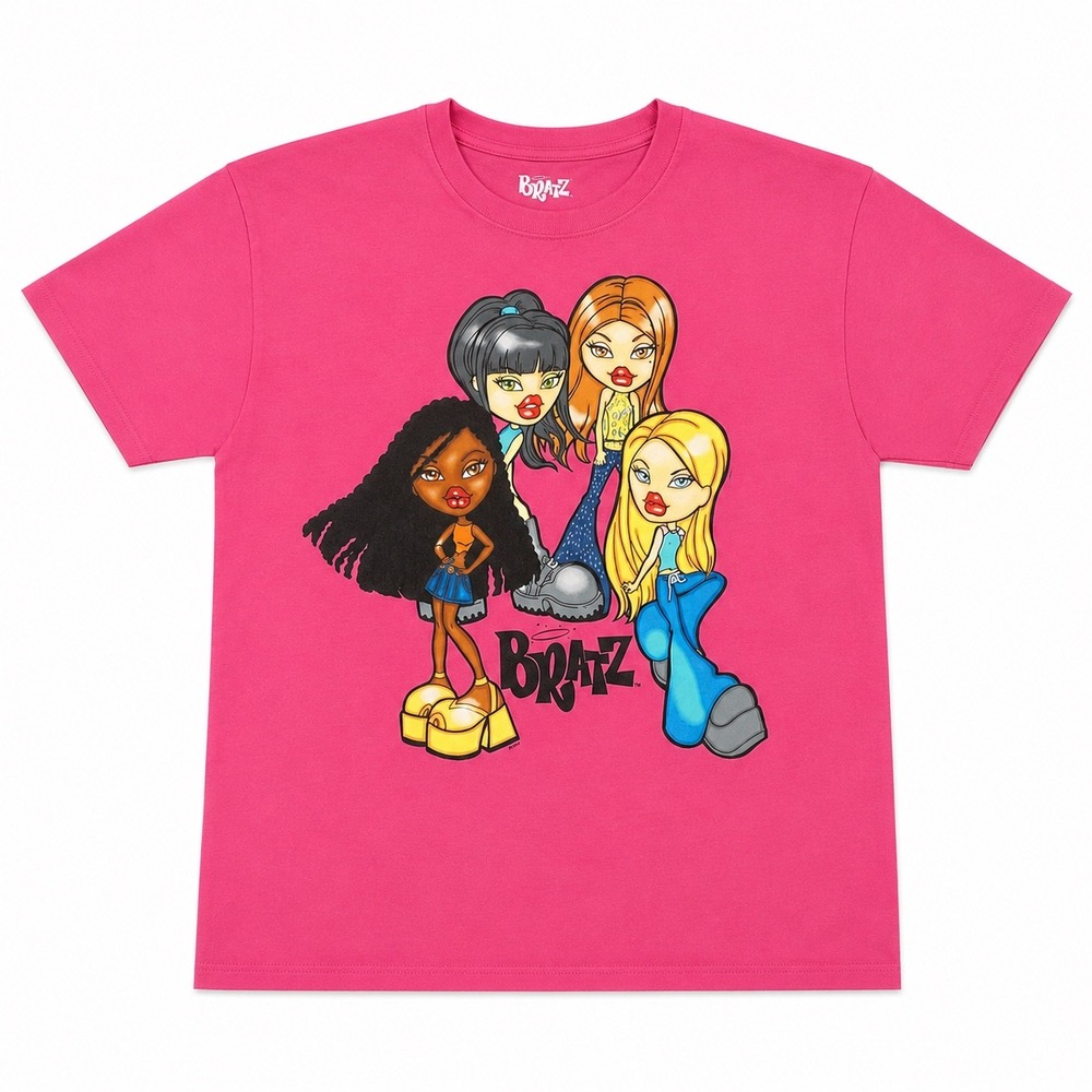 Bratz Dolls Graphic T-Shirt Pink Y2K Aesthetic Short Sleeve Women Size XL